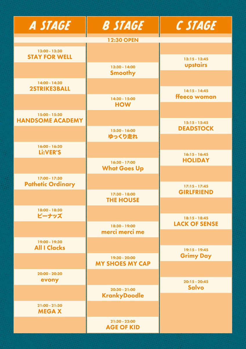 SFW_THEBAND's tweet photo. 【❤️‍🔥LIVE INFO❤️‍🔥】

06/07(SAT) at MATSUDO DUGOUT2 

『WiRELESS CiRCLE 2025』

タイテ&amp;フロアマップ公開🤯❤️‍🔥🕑

S.F.Wは13時〜
A STAGEトッパー！！

w. 画像参照

OPEN12:30/START13:00 
ADV¥3000/DOOR¥3500

 🎫チケット予約
▶️( https://t.co/PFA3ZQNgJz )

#Hitmytoe 
#SFW
#ステフォー https://t.co/ybbjlfI7Bz