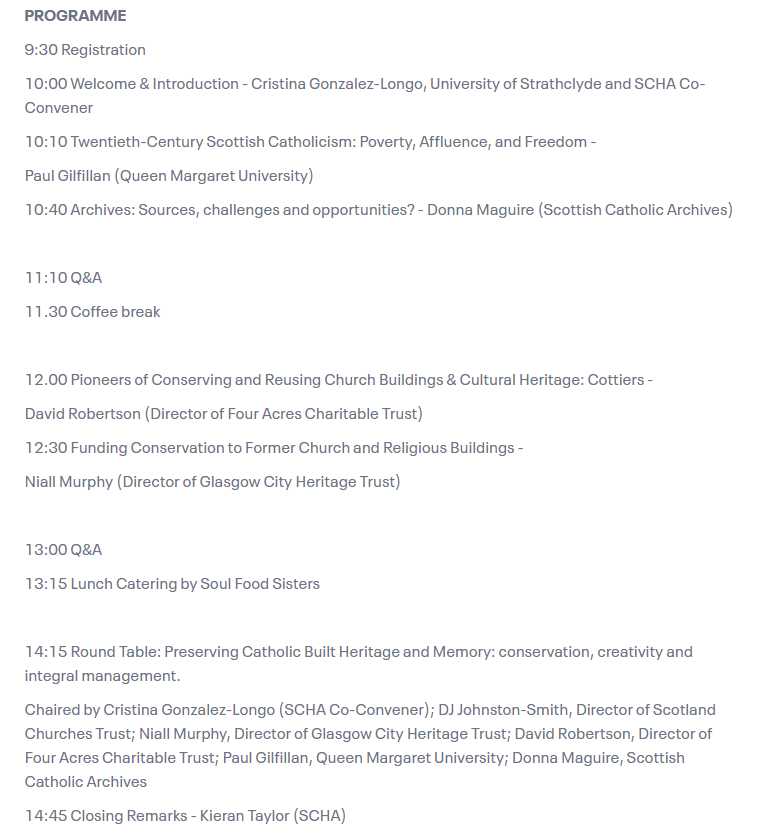 "Ecclesiastical Buildings in Scotland: Culture, Heritage &amp; Memory" - There are still tickets available for this Saturday's church heritage conference in Glasgow organised by the Scottish Catholic Historical Association.

Info and booking here 👇
eventbrite.co.uk/e/ecclesiastic…