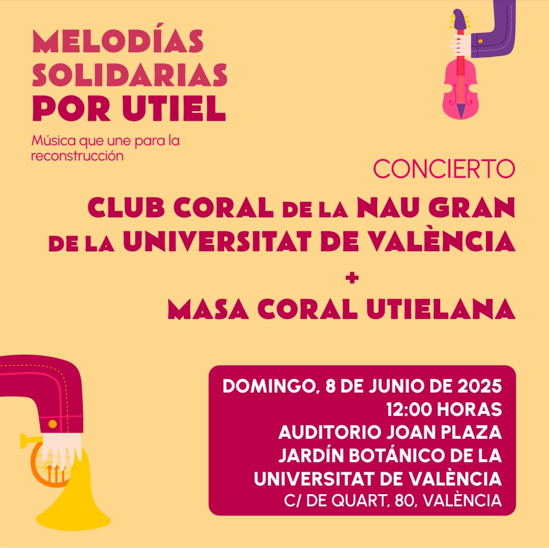 UVSocietat (@uvsocietat) on Twitter photo 👏¡Gran éxito del concierto del Club Coral de
<a href="/naugranUV/">La Nau Gran</a> y la Masa Coral Utielana el pasado sábado! Incluido dentro de 𝐌𝐞𝐥𝐨𝐝𝛊́𝐚𝐬 𝐬𝐨𝐥𝐢𝐝𝐚𝐫𝐢𝐚𝐬 𝐩𝐨𝐫 𝐔𝐭𝐢𝐞𝐥, este domingo tienes una nueva oportunidad de poder disfrutarlo.
🗓️Domingo 08/06, 12h
📍<a href="/JardiBotanicUV/">Jardí Botànic UV</a> 👏¡Gran éxito del concierto del Club Coral de
<a href="/naugranUV/">La Nau Gran</a> y la Masa Coral Utielana el pasado sábado! Incluido dentro de 𝐌𝐞𝐥𝐨𝐝𝛊́𝐚𝐬 𝐬𝐨𝐥𝐢𝐝𝐚𝐫𝐢𝐚𝐬 𝐩𝐨𝐫 𝐔𝐭𝐢𝐞𝐥, este domingo tienes una nueva oportunidad de poder disfrutarlo.
🗓️Domingo 08/06, 12h
📍<a href="/JardiBotanicUV/">Jardí Botànic UV</a>