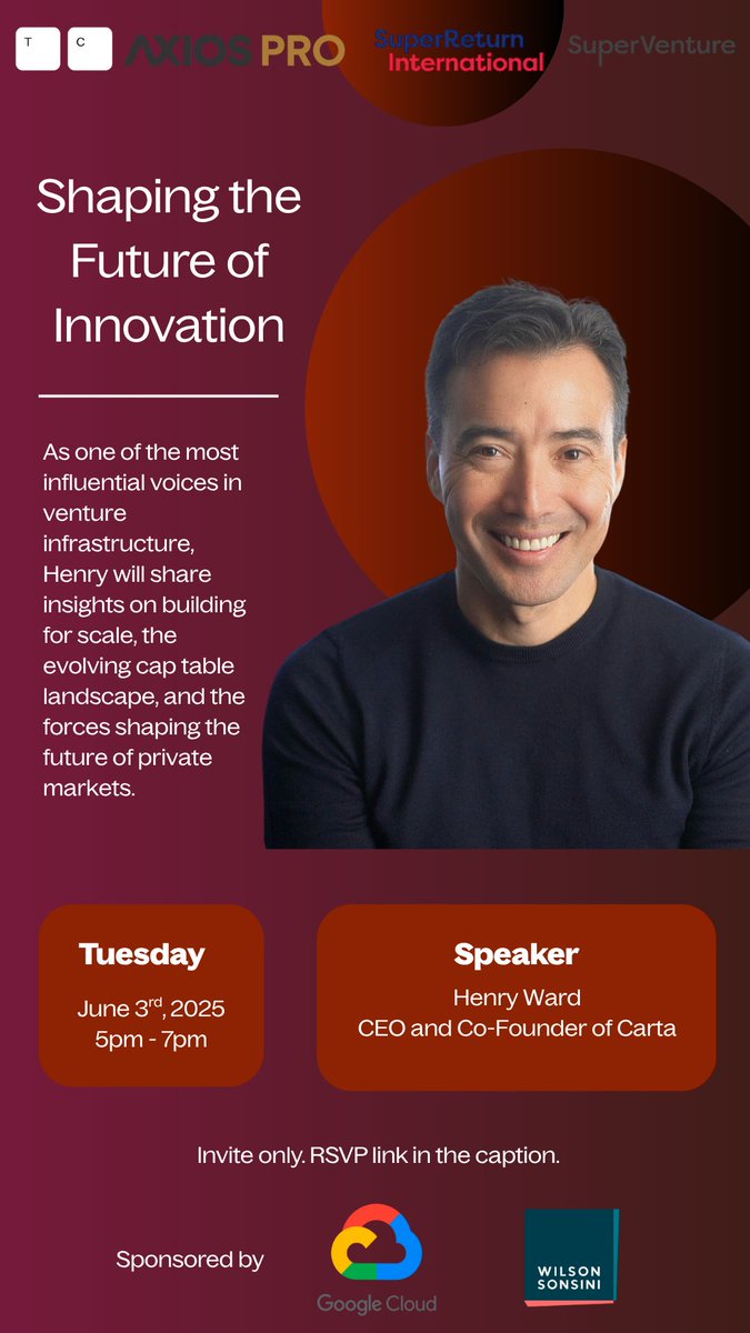 Type Capital (@typecapital) on Twitter photo Thrilled to be welcoming <a href="/henrysward/">Henry Ward</a> of <a href="/cartainc/">Carta</a> for our event with <a href="/axios/">Axios</a> this week for <a href="/SuperReturn/">SuperReturn</a>! Thrilled to be welcoming <a href="/henrysward/">Henry Ward</a> of <a href="/cartainc/">Carta</a> for our event with <a href="/axios/">Axios</a> this week for <a href="/SuperReturn/">SuperReturn</a>!