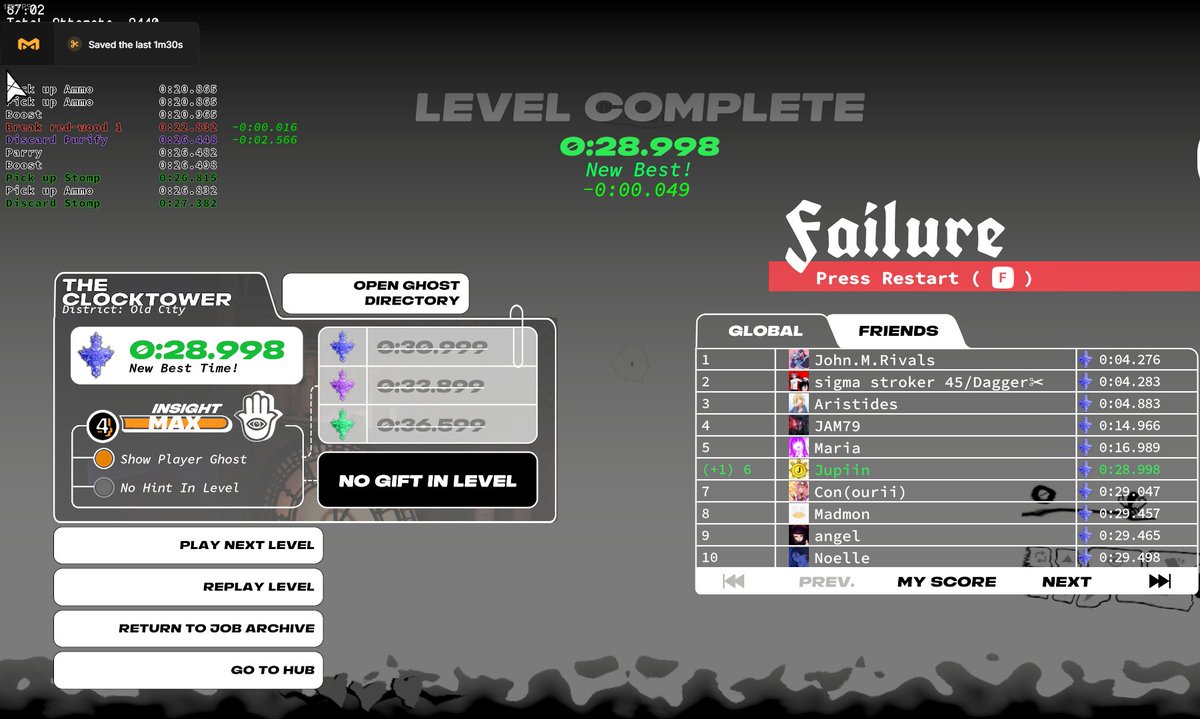 My longest IL grind is finally over, probably my greatest gaming achievement. Sub 29 The Clocktower is here!! youtu.be/T0dB0BMONt0?si…