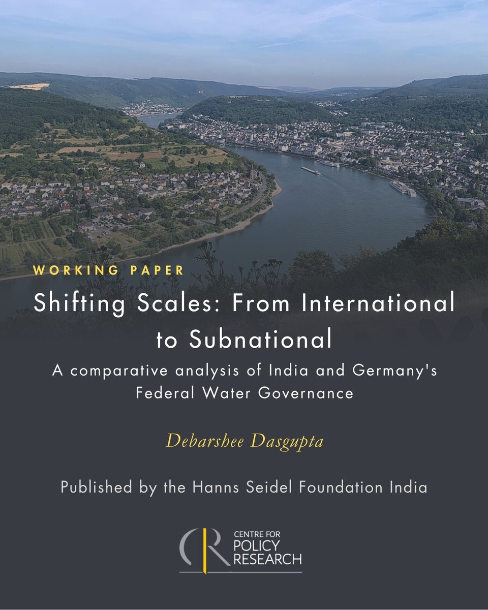 Centre for Policy Research (@cpr_india) on Twitter photo As the Indo-German strategic partnership completes 25 years, a timely paper by CPR researcher <a href="/dasguptadeb7/">Debarshee Dasgupta</a> for <a href="/Asia_HSF/">Division South/Southeastasia HSF</a>'s YSAN programme, offers a comparative analysis of India & Germany's federal water governance models.
Read the full paper: cprindia.org/workingpapers/… As the Indo-German strategic partnership completes 25 years, a timely paper by CPR researcher <a href="/dasguptadeb7/">Debarshee Dasgupta</a> for <a href="/Asia_HSF/">Division South/Southeastasia HSF</a>'s YSAN programme, offers a comparative analysis of India & Germany's federal water governance models.
Read the full paper: cprindia.org/workingpapers/…