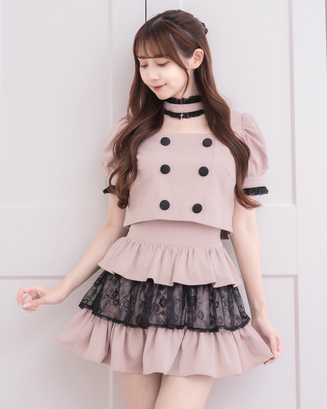 pium サイドクロスチョーカーフレアワンピース ホワイトミックス pium サイドクロスチョーカーフレアワンピース ホワイトミックス