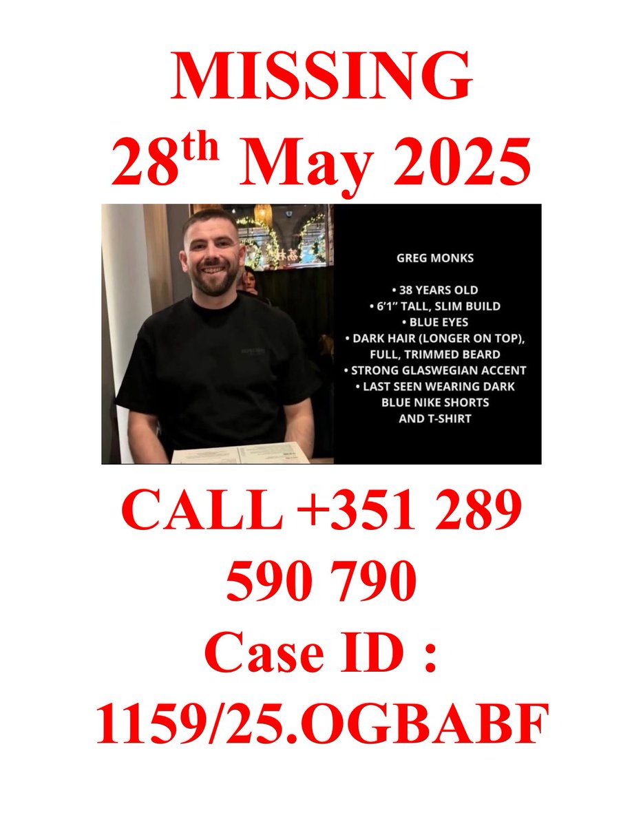 jillianmonks_'s tweet image. @JohnSwinney please help me get this to government level! Local Portuguese police doing all they can but no sightings since Wed! Local police resources are stretched we need help! Please share get attention of @JohnSwinney