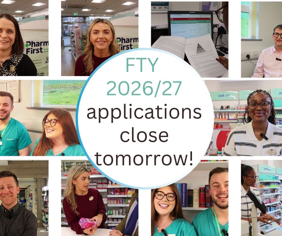🚨 Final chance to apply for the FTY 2026/27 in Northern Ireland!

⏰ Applications close tomorrow at 5pm

Don’t miss your opportunity to begin your pharmacy career.

📲 Apply now: nicpld.org/courses/fty/26…

#FTY2026 #PharmacyStudents #TraineePharmacist #NICPLD