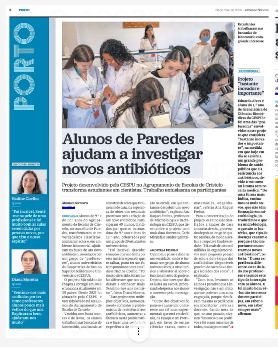 MicroMundo_IUCS's tweet image. We closed the 3rd edition of MicroMundo with 29 volunteers from Biomedical, Forensics, Nutrition, Veterinary & Pharmaceutical Sciences!
📺 Featured in @JornalNoticias: jn.pt/482139857/alun…
Can’t wait for next year - let’s keep fighting #AntimicrobialResistance together! 💊
