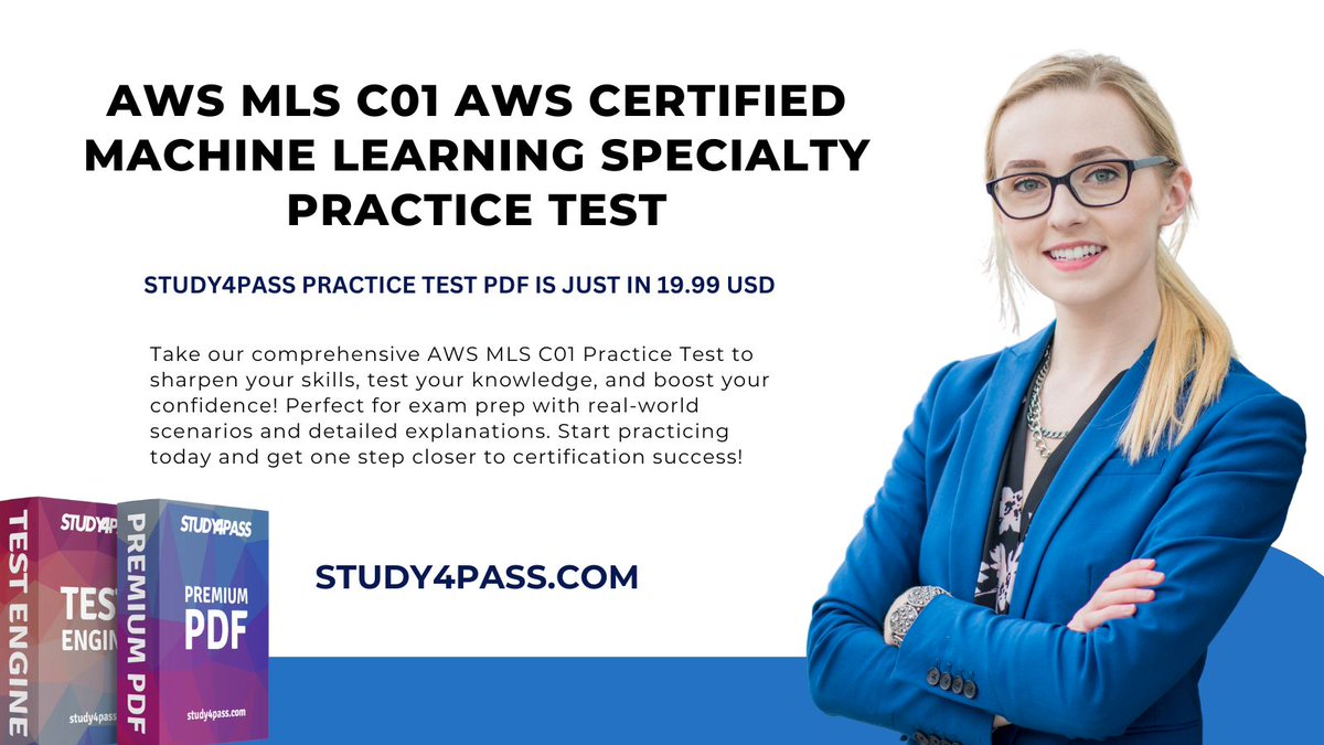 DavisMarle28200's tweet photo. Access the most comprehensive AWS MLS C01 Certified Machine Learning Specialty practice tests and boost your confidence. #Study4Pass #AWSMLS #AWSMLSC01 #MachineLearningSpecialty #AWSPracticeTest #AWSCertification #CloudLearning #PassWithStudy4Pass #LearnAWS #AWSExamPrep https://t.co/gI7AVSDtSB