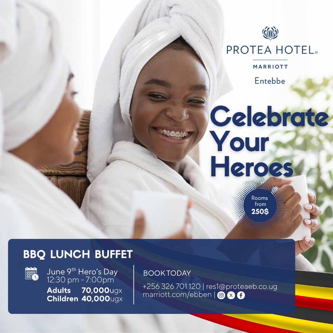 Join us at Protea Hotel Entebbe this heroes' day for our mouthwatering BBQ Buffet — where smoky flavors, juicy cuts, and lakeside vibes come together for the ultimate dining experience #proteaentebbe #heroesday
