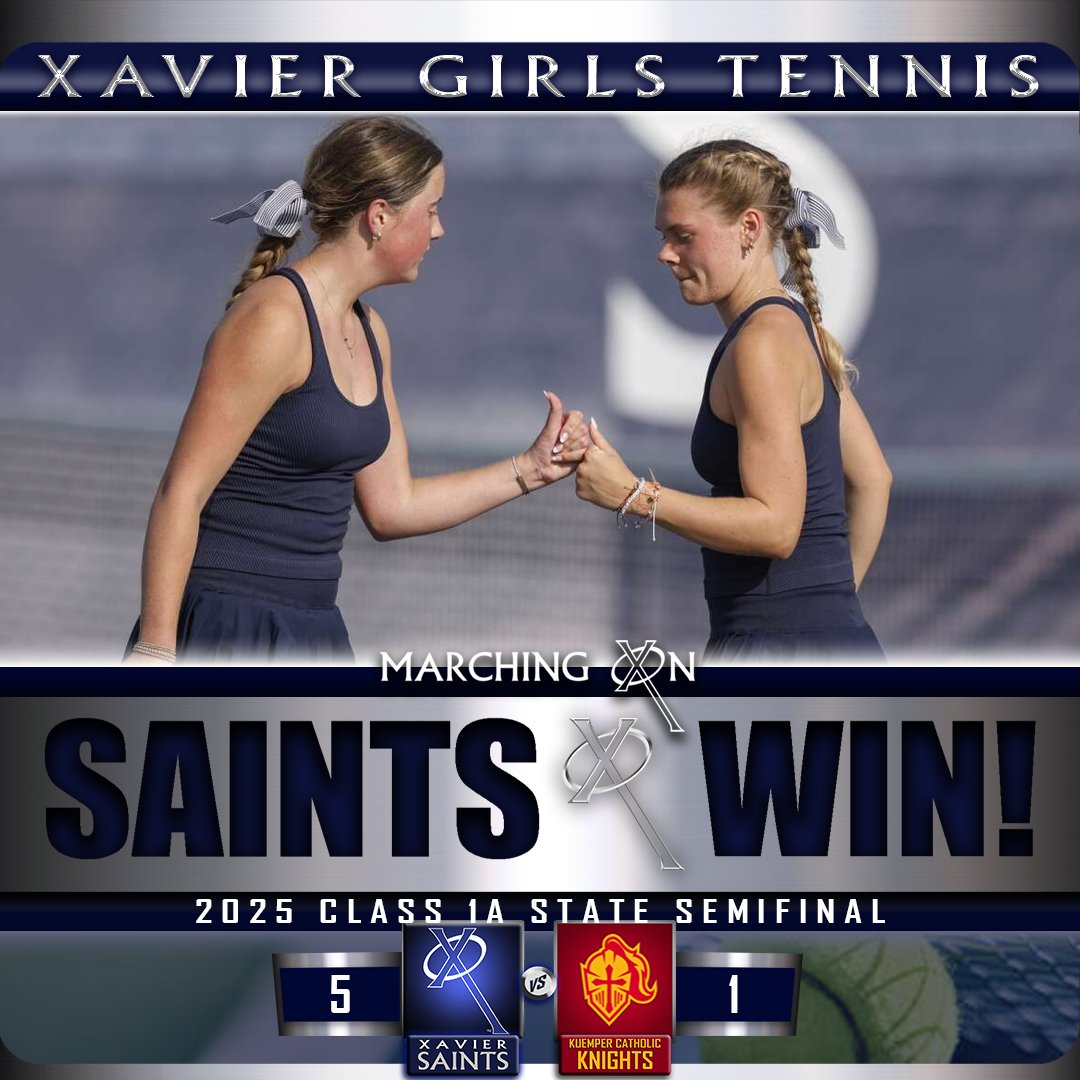 Xavier High School (@xaviersaints) on Twitter photo MARCHING ON! <a href="/CRXavierTennis/">XavierGirlsTennis</a> is advancing to the championship round this afternoon with their 5-1 semifinal win over Kuemper this morning. The Saints will face the winner of Pella/Decorah. LET'S GOOO! #WeAreXavier #BeXceptional MARCHING ON! <a href="/CRXavierTennis/">XavierGirlsTennis</a> is advancing to the championship round this afternoon with their 5-1 semifinal win over Kuemper this morning. The Saints will face the winner of Pella/Decorah. LET'S GOOO! #WeAreXavier #BeXceptional