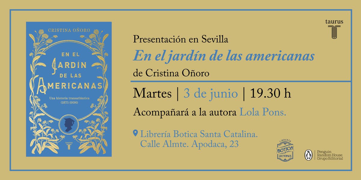 Editorial Taurus (@tauruseditorial) on Twitter photo Os recordamos que mañana estaremos en #Sevilla ⬇️
⏰ 19:30h
📖 Cristina Oñoro conversará con Lola Pons
📍 <a href="/LibreriaBotica/">Librería Botica de Lectores</a>
¿Nos acompañas? Os recordamos que mañana estaremos en #Sevilla ⬇️
⏰ 19:30h
📖 Cristina Oñoro conversará con Lola Pons
📍 <a href="/LibreriaBotica/">Librería Botica de Lectores</a>
¿Nos acompañas?