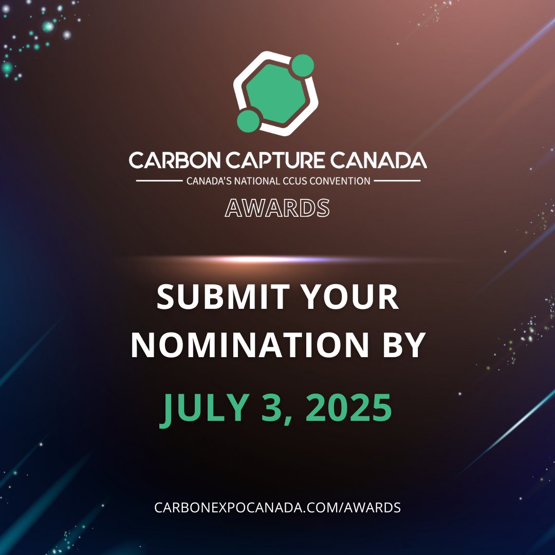 Nominations are now open for the Carbon Capture Canada Awards 2025! Recognize outstanding individuals, companies, or projects leading the way in the CCUS ecosystem.

Submit your nomination by July 3, 2025: carbonexpocanada.com/awards/