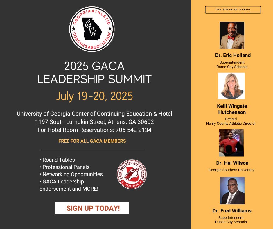 bjchristrey's tweet image. The GACA encourages all educators interested in enhancing their leadership skills to consider attending. Participation in such events can contribute to personal growth and the advancement of our institutions mission. @GACACoaches