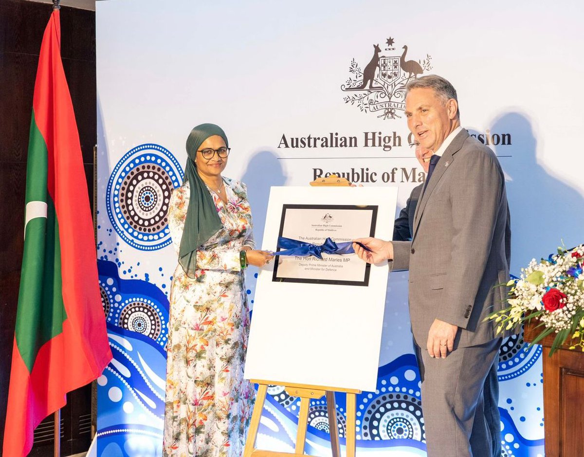 Abdulla Khaleel (@abkhaleel) on Twitter photo Congratulations on the official opening of the Australian High Commission in the Maldives — a milestone in our growing partnership 🇦🇺🤝🇲🇻.
Grateful for the generous support extended during the visit of Deputy Prime Minister & Defence Minister <a href="/RichardMarlesMP/">Richard Marles</a> to 🇲🇻. The gift of Congratulations on the official opening of the Australian High Commission in the Maldives — a milestone in our growing partnership 🇦🇺🤝🇲🇻.
Grateful for the generous support extended during the visit of Deputy Prime Minister & Defence Minister <a href="/RichardMarlesMP/">Richard Marles</a> to 🇲🇻. The gift of