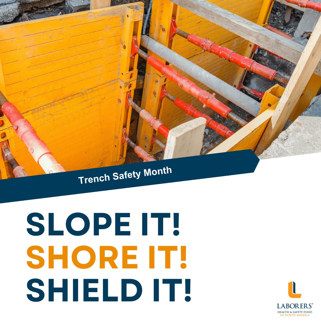 Laborers' Health & Safety Fund of North America (@lhsfna) on Twitter photo Trenching is too dangerous to take shortcuts. When working in excavations, always slope, shore or shield. LIUNA Regions, District Councils, Local Unions, health and welfare funds and affiliates can order our Safety in the Trenches pub for more info: lhsfna.org/publication/sa… 
#NSM Trenching is too dangerous to take shortcuts. When working in excavations, always slope, shore or shield. LIUNA Regions, District Councils, Local Unions, health and welfare funds and affiliates can order our Safety in the Trenches pub for more info: lhsfna.org/publication/sa… 
#NSM