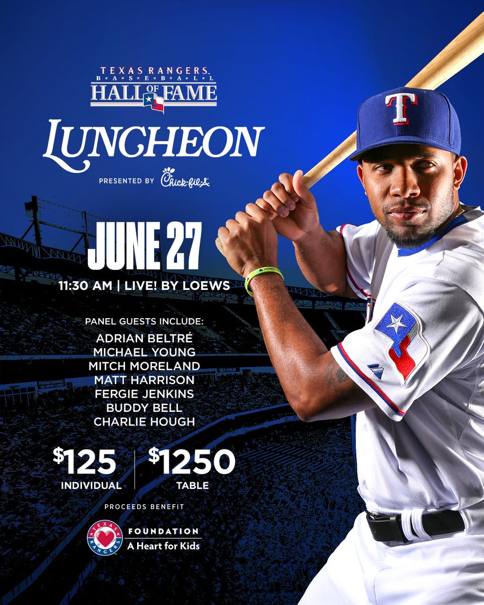 This luncheon will be legendary. 

🎟️ rangers.com/hofluncheon