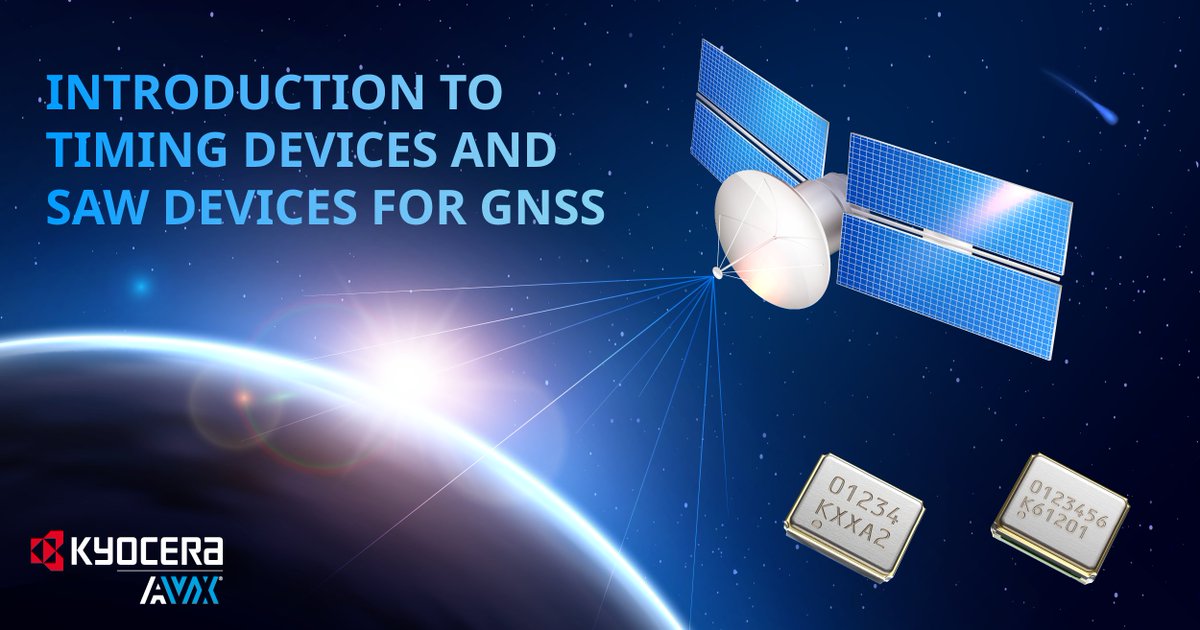 Global Navigation #Satellite Systems provide precise location information by receiving signals from satellites orbiting the Earth &amp; are used in a wide variety of applications. Learn how Timing #Devices &amp; #SAWDevices are used in #GNSS here: rebrand.ly/kudjtxj

#KYOCERAAVX