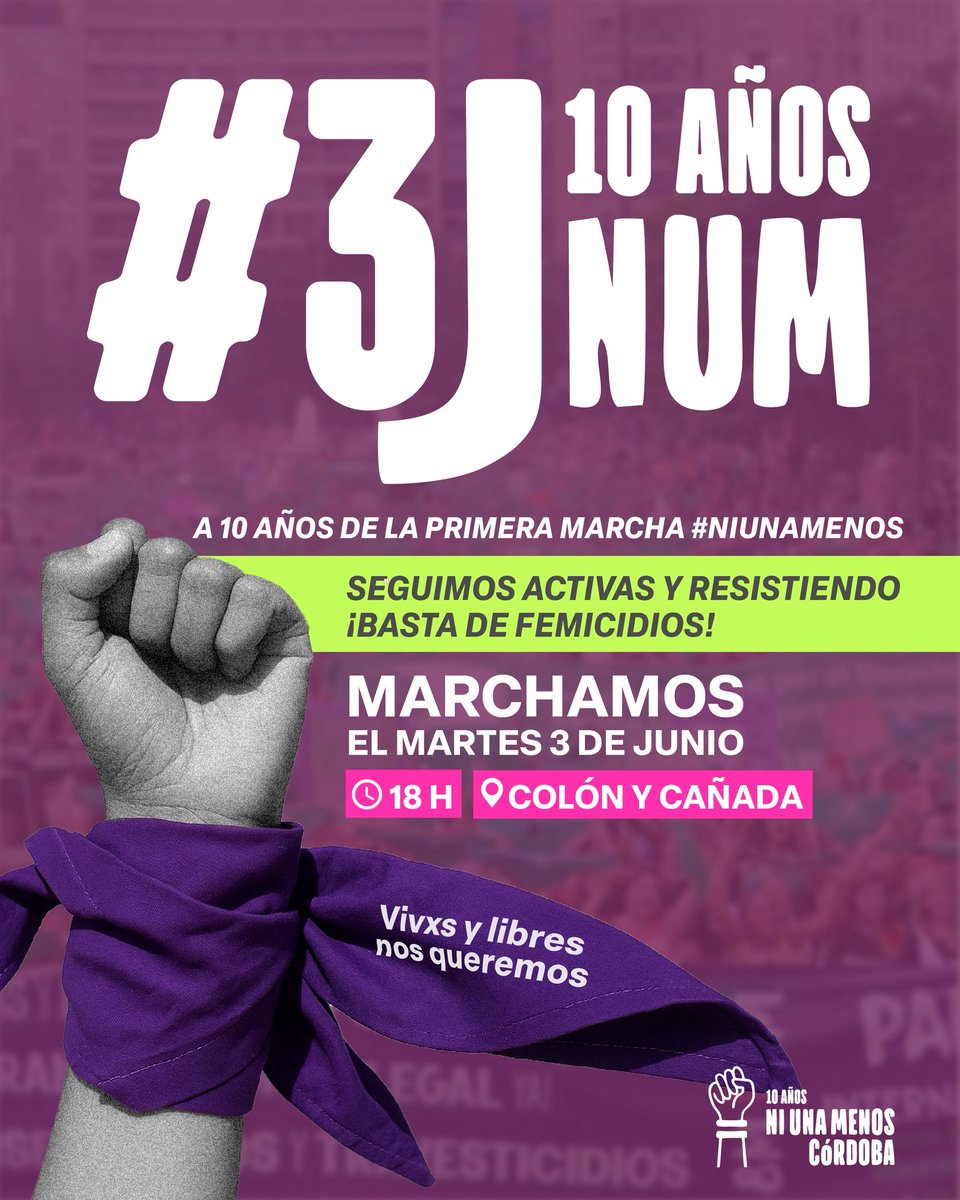 ¿Qué pasa cuando el silencio es cómplice? ⚠️ En un momento en que buscan silenciar nuestras voces, es más importante salir a las calles. 🟣 Si estuviste en la primera marcha #NiUnaMenos en Córdoba o en la marea verde por el aborto legal, sabés que juntas somos más fuertes. ✊🏽
#3J