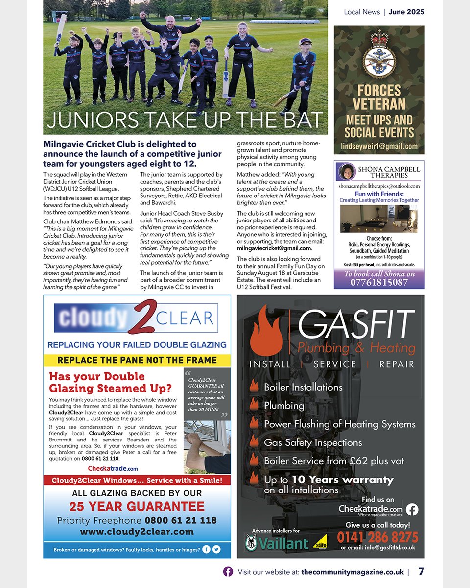 Juniors Take Up The Bat – Milngavie Cricket Club is delighted to announce the launch of a competitive junior team for youngsters aged eight to 12. Full story, and for the rest of our e-edition, CLICK HERE: tinyurl.com/tmepe4su