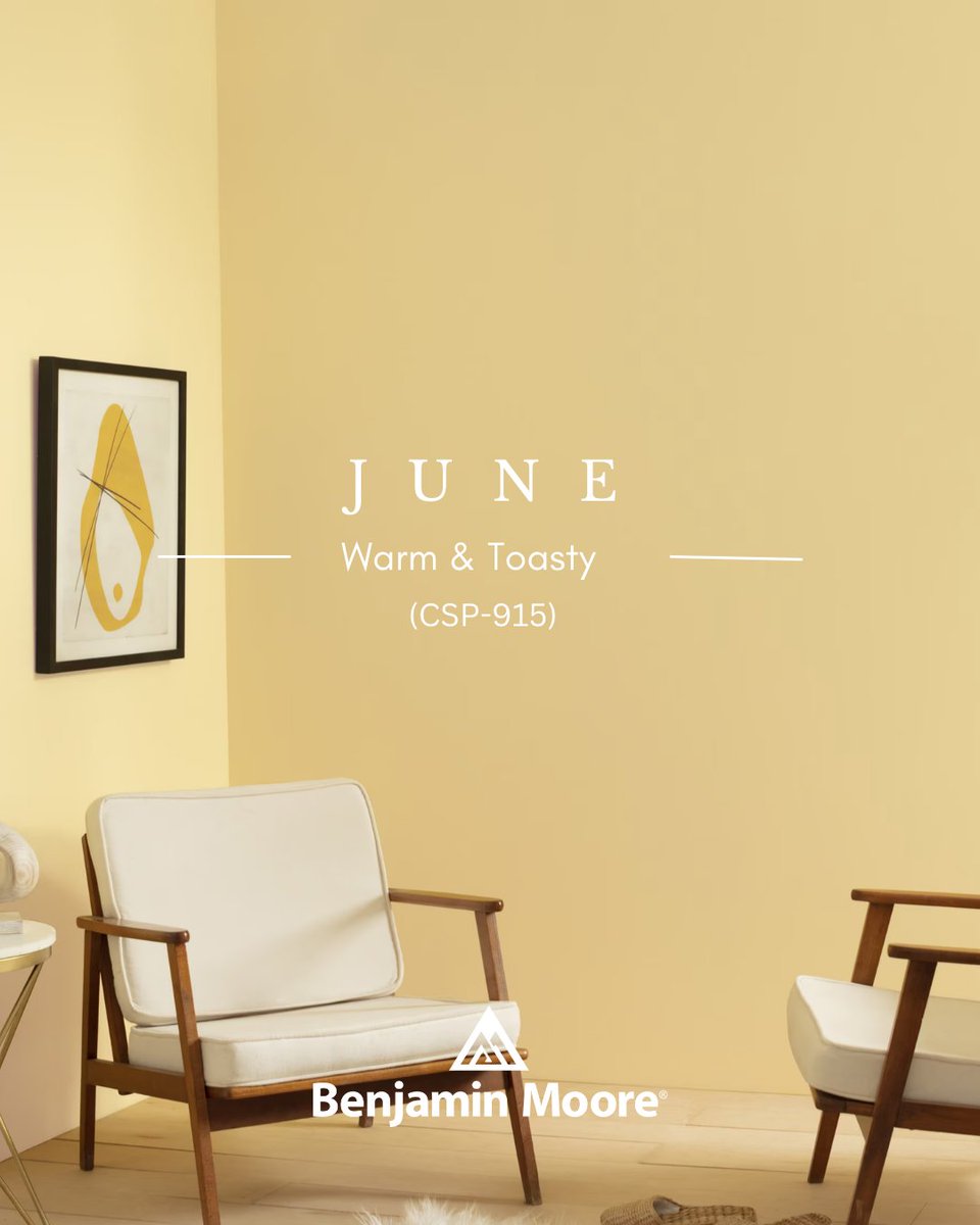 ☀️ Bring the sunshine in with Warm &amp; Toasty CSP-915 by Benjamin Moore! This golden yellow glows with warmth and pairs perfectly with blues and earthy reds.

Find it at your local JC Licht or shop online: jclicht.com ✨ #BenjaminMoore  #InteriorDesign #HomeDecor