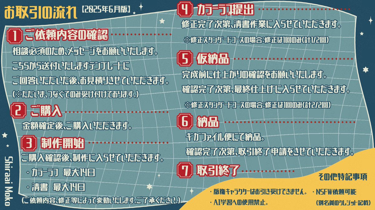 shiraai_mo5's tweet image. 立ち絵の有償依頼料金表を作りました
(立ち絵以外も可能ですのでぜひお声がけ下さい)
ツリーにサンプル繋げてあります
#つなぐ #有償依頼受付中 #料金表
tsunagu.cloud/products/55099