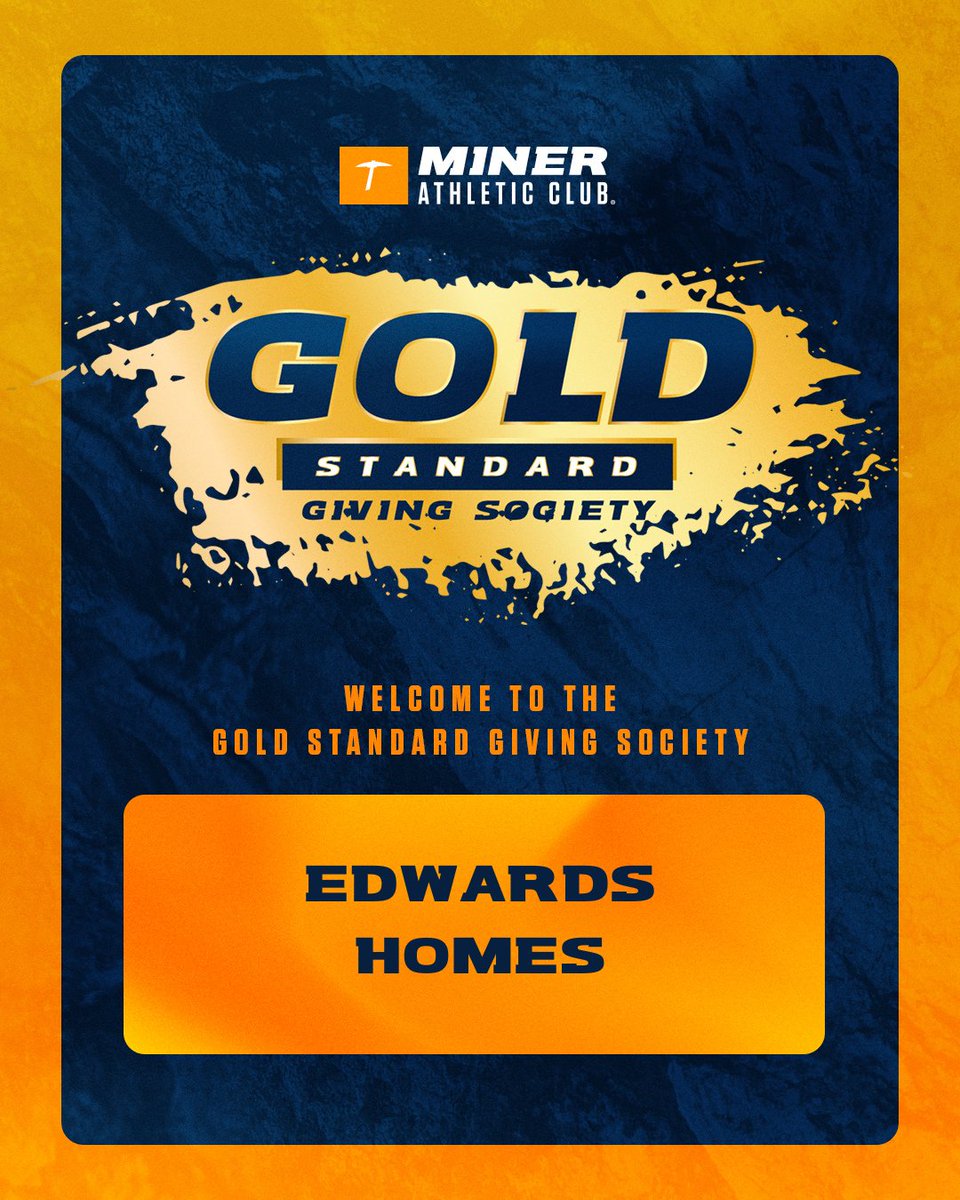 Welcome to the Gold Standard Giving Society, Edwards Homes! 🏆

Thank you for your investment in Climb Higher. Your generosity is allowing UTEP Athletics to reach new heights!

#GoldStandard | UTEP MAC ⛏️
