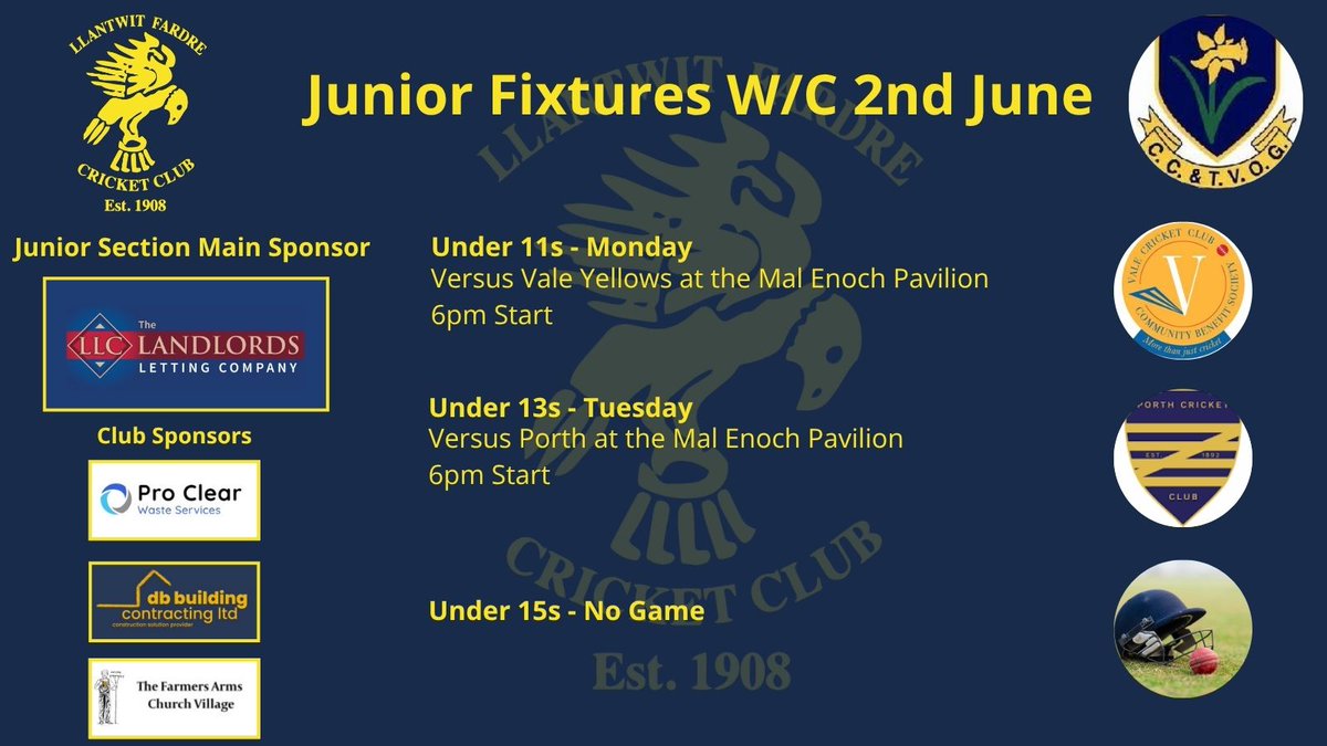 Our Under 11s and Under 13s are in action this week, details below......
