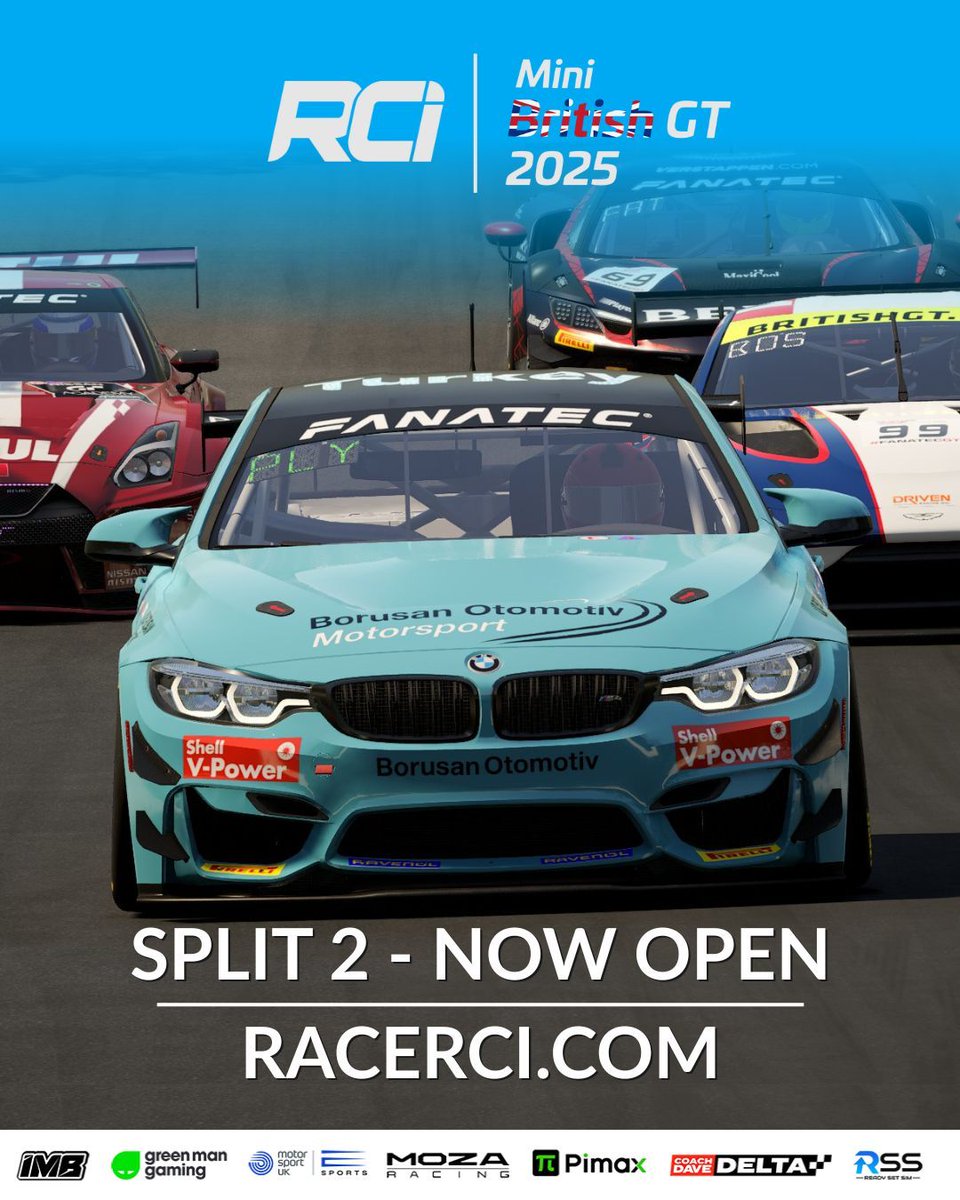 SPLIT 2 OPEN!

Just one week to go until we hit the track for the RCI Mini British GT for 7 rounds of multiclass action.

Sign up here: racerci.com/championships/…