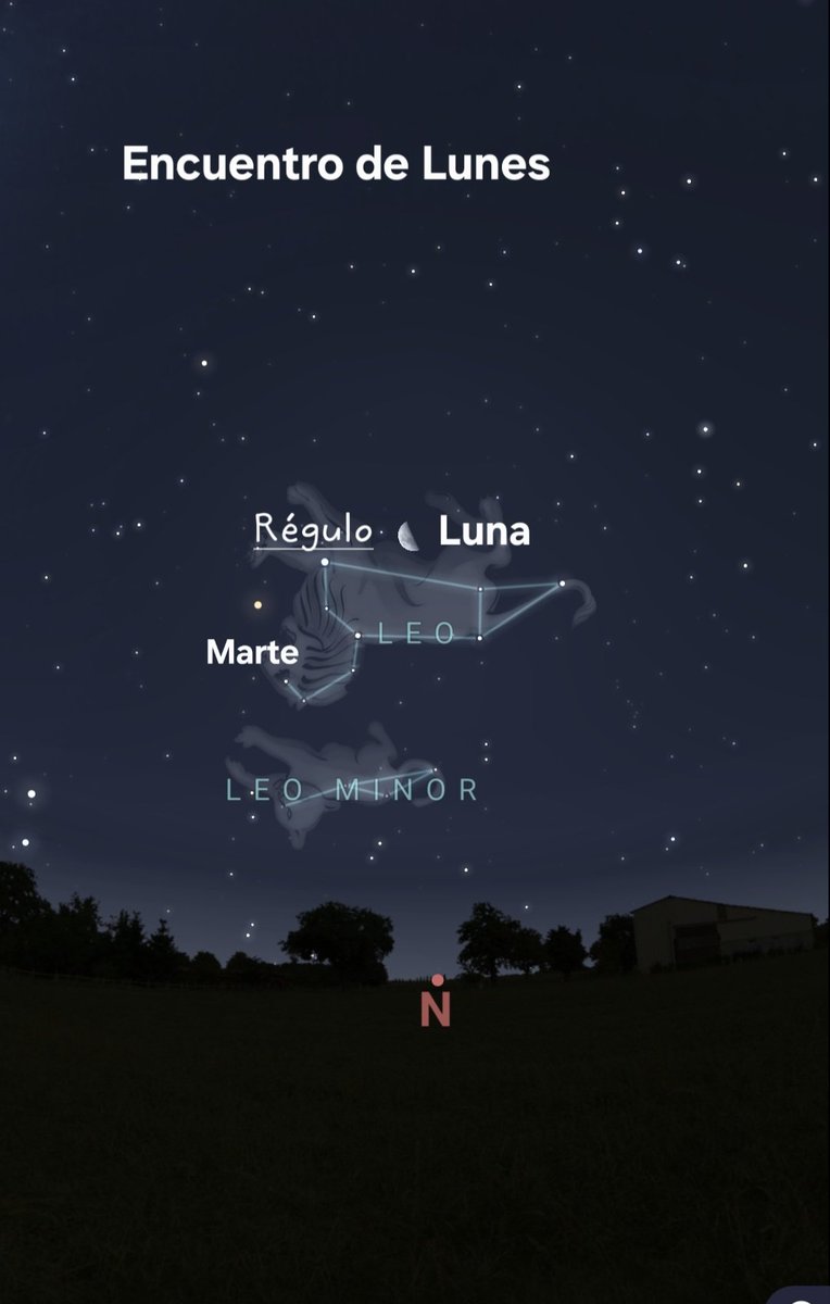 Hoy! Encuentro de lunes...Luna creciente, Régulo y Marte...