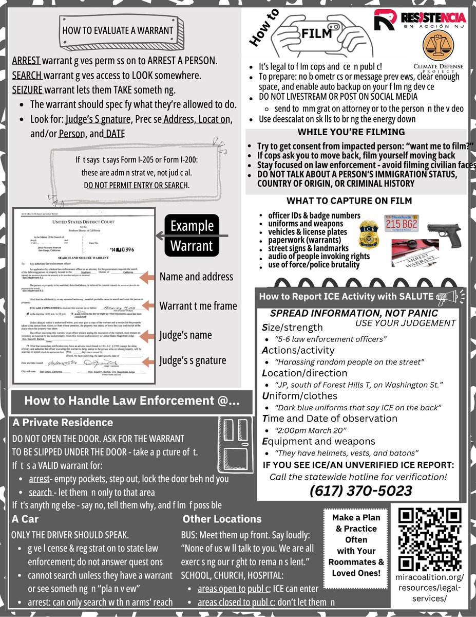 ICE Watch &amp; Legal Self-Defense
Important info everyone should know. Save it and share it with your community. 🧾✊🏽📲
#WeAreLawrence
#SomosLawrence 
#LawrenceMA