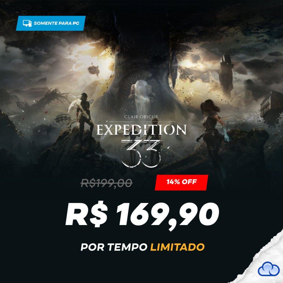 Se o Metacritic diz que é MUST PLAY, quem sou eu pra não play? 🤪

Garanta o seu CLAIR OBSCUR: EXPEDITION 33 com 14% OFF! 🤑

Entre na página, assista o trailer e entenda por que esse jogo está sendo chamado de GOTY! 🔥

EU QUERO: ow.ly/PHba50W2EGc

Por tempo LIMITADO.