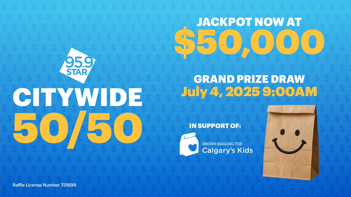 The Citywide 50/50 in support of <a href="/BrownBaggingIt/">BB4CK-Brown Bagging</a> is now at a jackpot of $50,000! 💸❤️

By purchasing a ticket, you’re helping <a href="/BrownBaggingIt/">BB4CK-Brown Bagging</a> provide nutritious lunches to over 7,800 kids across our city every school day. 

To get your 50/50 ticket, visit bit.ly/3SSeR0x