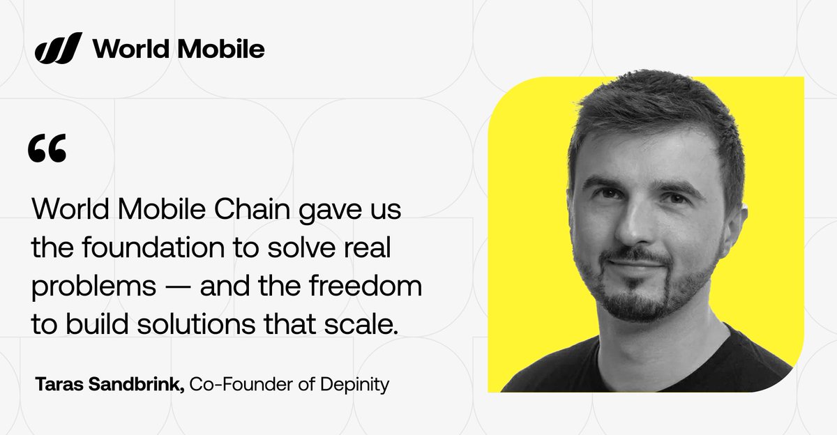 wmchain's tweet image. Some teams go hunting for the right chain.
@Depinity_io didn’t have to.
For @WelfBrandolf, Co-Founder of Depinity, building on World Mobile Chain was a strategic decision and the next step in a journey that started from within.
Now, Depinity is solving real infrastructure pain…