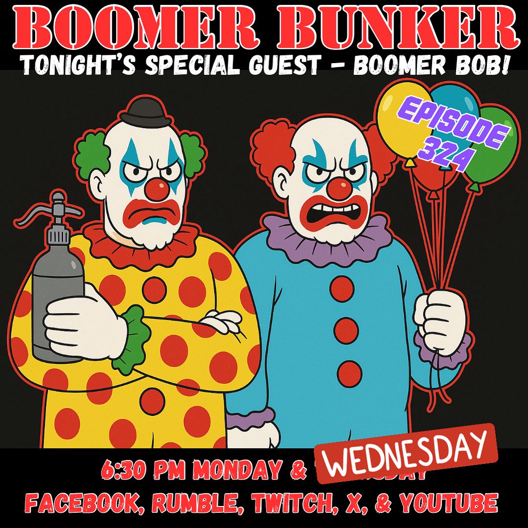 🚗While Duchess is heading back to New Jersey, Boomer Bob has graciously stepped in to join John Jamingo for tonight’s show🎙️

Join us live on Twitch, Rumble, Facebook, X, and YouTube. Can’t watch live? Download the audio podcast from any podcast player or catch the uncensored