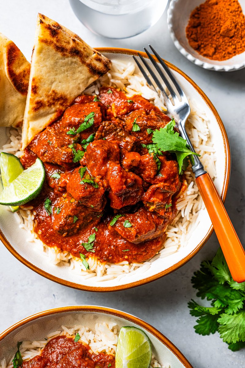 This beef madras is an easy #Curry recipe with tender beef simmered in a rich, spiced tomato onion gravy. Serve it with naan bread and rice. #RecipeOfTheDay  diethood.com/beef-madras-cu…