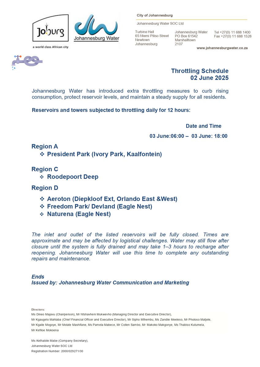 Johannesburg Water tweet media