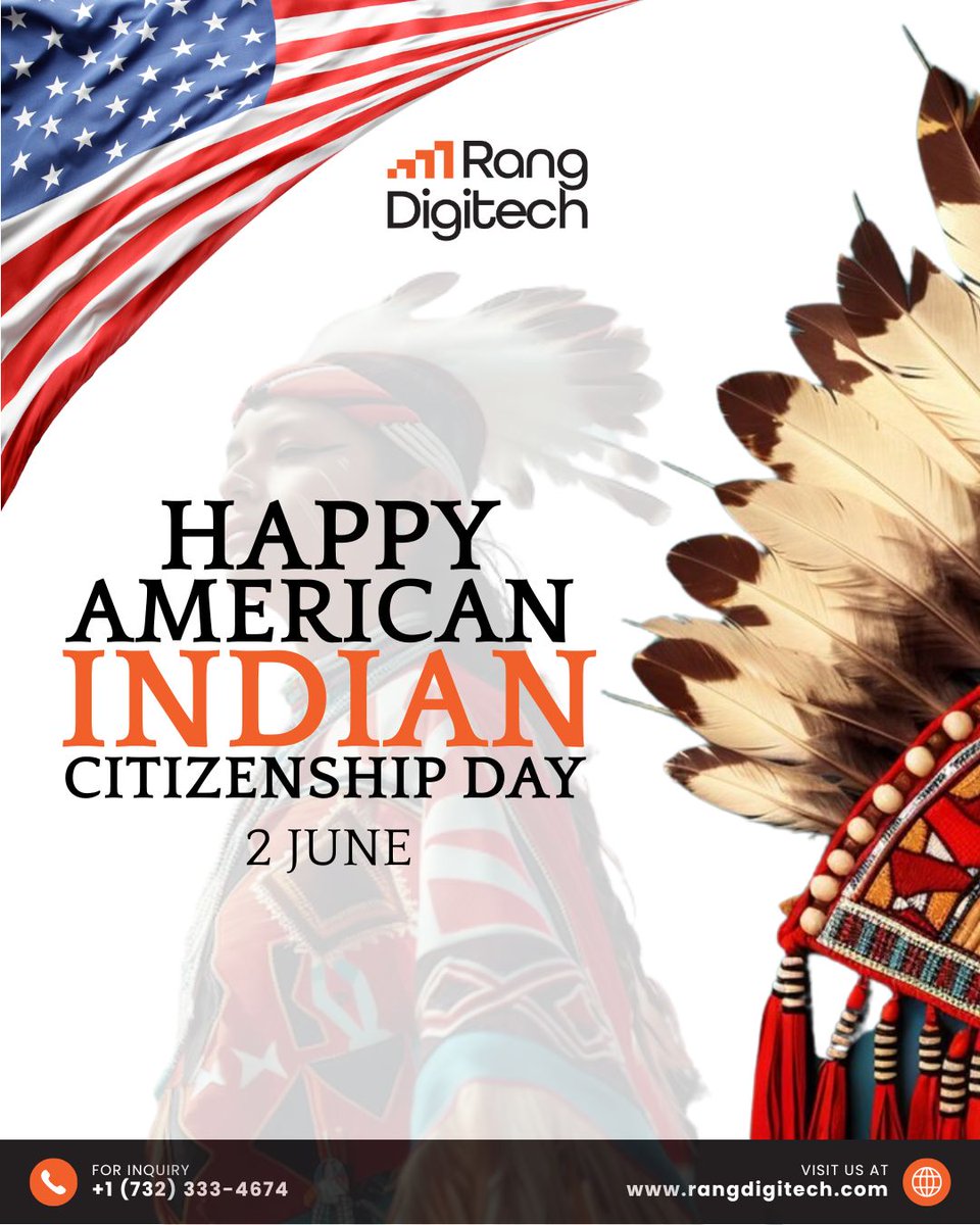 RangDigitech's tweet photo. Wishing everyone a meaningful American Indian Citizenship Day. Today, we honor the strength, resilience &amp; contributions of Native American communities across the U.S. 🇺🇸

Need expert digital marketing support? DM us or call +1 (732) 333-4674.

#RangDigitech #June2 #SEOExperts https://t.co/Ld5glaVGuG