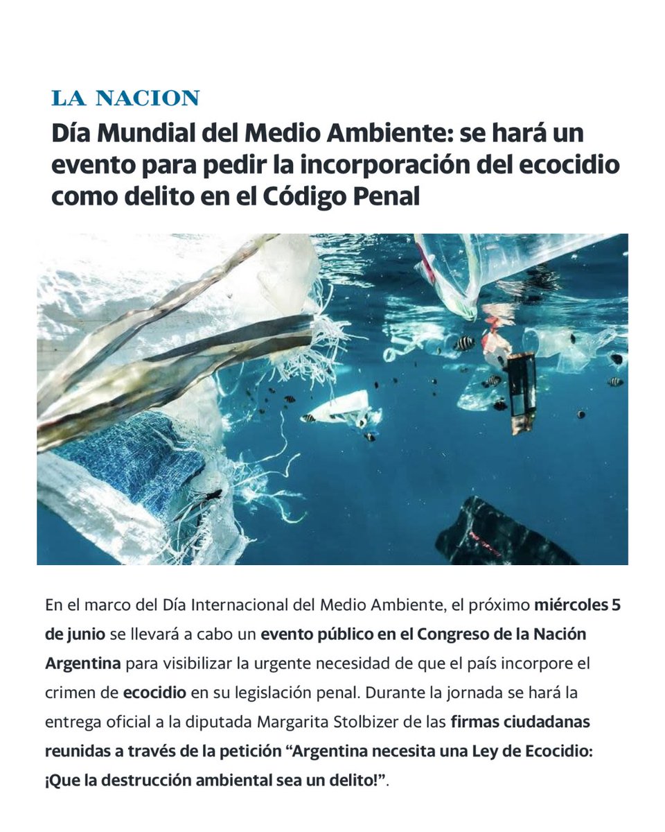 Stop Ecocidio (@stopecocidioof) on Twitter photo 📰El próximo jueves 5, #DíaDelAmbiente, participamos en un conversatorio en el Congreso de #Argentina, junto a #ADIPAC y la Diputada Margarita <a href="/Stolbizer/">Margarita Stolbizer</a> .
Artículo: n9.cl/z3kvvl
Información y asistencia al evento 👉n9.cl/iuxeo 📰El próximo jueves 5, #DíaDelAmbiente, participamos en un conversatorio en el Congreso de #Argentina, junto a #ADIPAC y la Diputada Margarita <a href="/Stolbizer/">Margarita Stolbizer</a> .
Artículo: n9.cl/z3kvvl
Información y asistencia al evento 👉n9.cl/iuxeo
