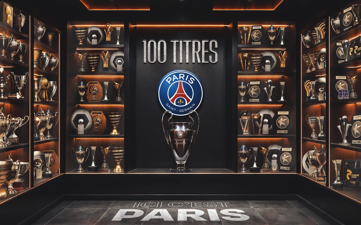 Paris Saint-Germain (@psg_english) on Twitter photo And with the Champions League, that makes 100 trophies! 💯🏆
The club’s 100th trophy, all sports teams combined. 🔴🔵
<a href="/PSG_Feminines/">PSG Féminines</a> - <a href="/psghand/">PSG Handball</a> - <a href="/PSG_Judo/">PSG Judo</a> And with the Champions League, that makes 100 trophies! 💯🏆
The club’s 100th trophy, all sports teams combined. 🔴🔵
<a href="/PSG_Feminines/">PSG Féminines</a> - <a href="/psghand/">PSG Handball</a> - <a href="/PSG_Judo/">PSG Judo</a>