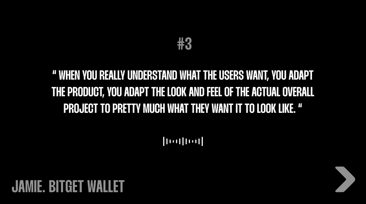 4/

From their work at <a href="/BitgetWallet/">Bitget Wallet 🩵</a>, <a href="/JamieElky/">Jamie</a> highlights the need to tailor every aspect of your product to user needs

He emphasized that long-term engagement depends on more than hype

It requires delivering continuous value and being responsive to shifting user expectations