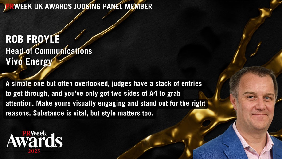 PRWeekAwards's tweet image. Last chance to enter - deadline is Thursday⏰
Your final top tip Tuesday is here, our judges have provided some last minute tips and tricks to help you craft a winning submission!
Be quick, submit your entry today to be in the running 🏆 shorturl.at/wgZ7i