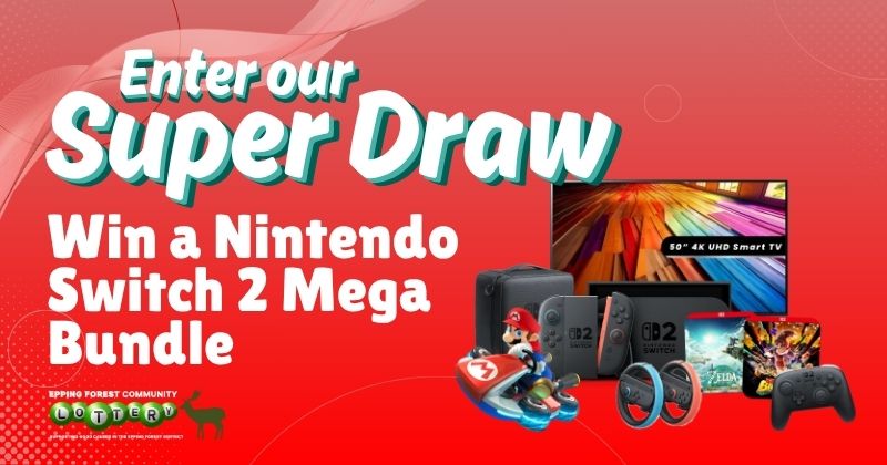 🎮 Win a Nintendo Switch 2 Mega Gaming Bundle OR £1,000 cash
🎟️ Tickets £1 
🗓️ Enter by 28 June
💖 60% goes to local causes

Play the Epping Forest Community Lottery today
👉 eppingforestcommunitylottery.co.uk

#WinBig #EppingForest #SupportLocal