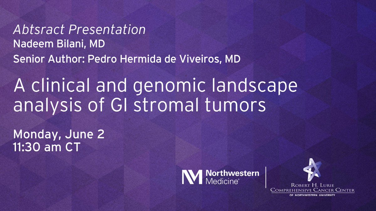 #ASCO25 Today at 11:30 AM - Nadeem Bilani, MD, of <a href="/LurieCancer/">Lurie Cancer Center</a> will present a clinical and genomic landscape analysis of GI stromal tumors during the Sarcoma Rapid Oral Abstract Session. Hall S504. Abstract #11512. Don't miss it! <a href="/BilaniMD/">Nadeem Bilani, MD</a> #GIST