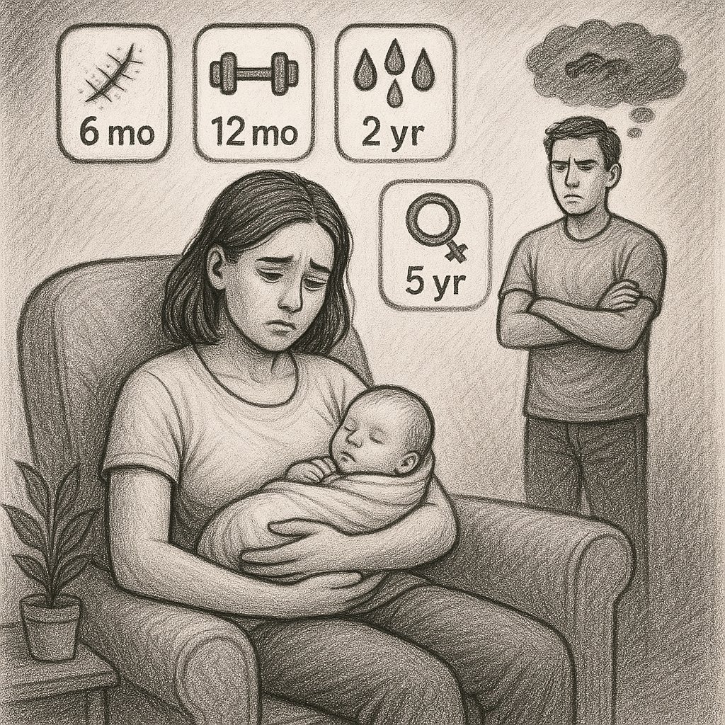 बच्चे को जन्म देने के बाद, एक महिला को अपने आंतरिक घावों को ठीक होने में छह महीने लगते हैं, शारीरिक रूप से स्वस्थ होने में 12 महीने लगते हैं, हार्मोनल संतुलन के लिए 2 साल लगते हैं, और अपनी पहचान को फिर से खोजने में 5 साल तक का समय लगता है। इस अवधि के दौरान आपसी समझ की कमी के