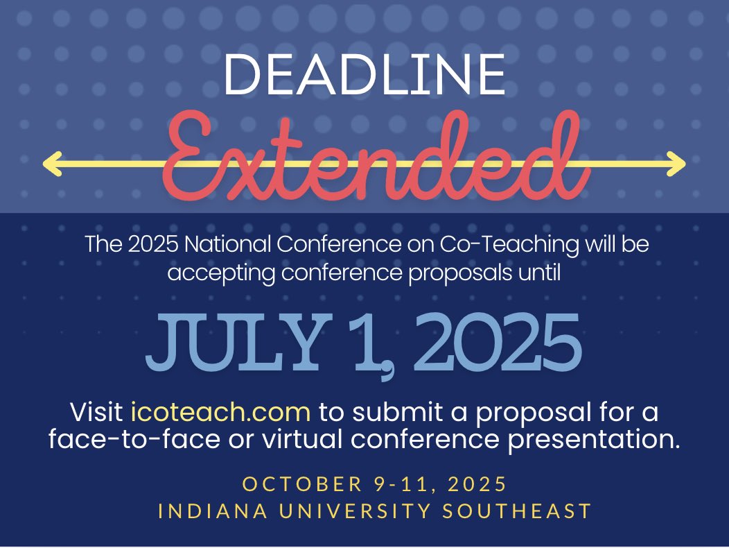 Kelli Dehr Bernedo, Ph.D. (@kdehrbernedo) on Twitter photo Join us <a href="/IUSoutheast/">IU Southeast</a> Oct. 9-11 for the 2025 <a href="/icoteachNACT/">NACT (National Association for Co-Teaching)</a> conference! <a href="/margogottlieb/">Margo Gottlieb</a>, <a href="/AndreaHonigsfel/">Dr. Andrea Honigsfeld</a>, and <a href="/DrJillHandley/">Jill Handley</a> are featured speakers! Join us <a href="/IUSoutheast/">IU Southeast</a> Oct. 9-11 for the 2025 <a href="/icoteachNACT/">NACT (National Association for Co-Teaching)</a> conference! <a href="/margogottlieb/">Margo Gottlieb</a>, <a href="/AndreaHonigsfel/">Dr. Andrea Honigsfeld</a>, and <a href="/DrJillHandley/">Jill Handley</a> are featured speakers!