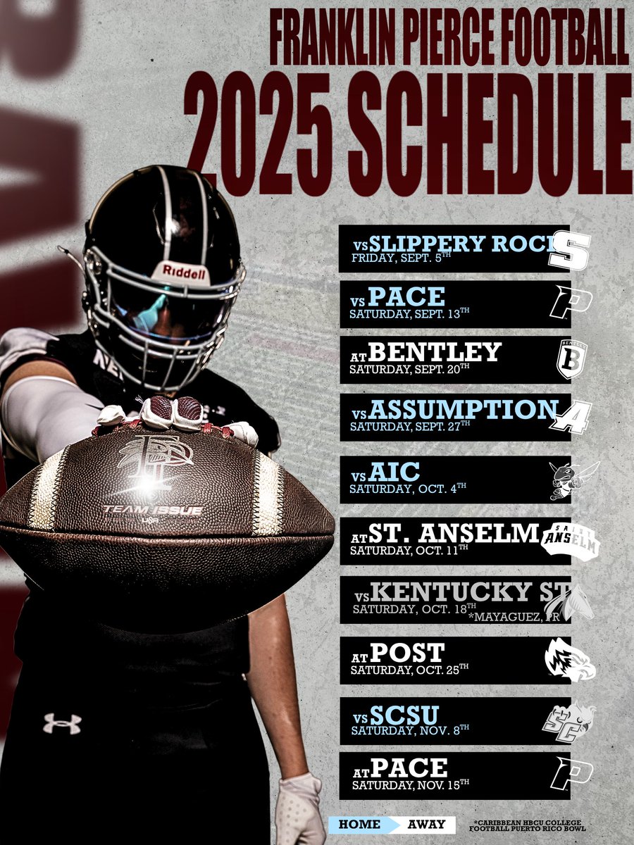 Russell Gaskamp (@coach_gas) on Twitter photo Schedule release 3.0 for <a href="/Ravens_FB/">Franklin Pierce Football</a> 7th game now on the other side of the island ✈️🏖️🏈 Schedule release 3.0 for <a href="/Ravens_FB/">Franklin Pierce Football</a> 7th game now on the other side of the island ✈️🏖️🏈