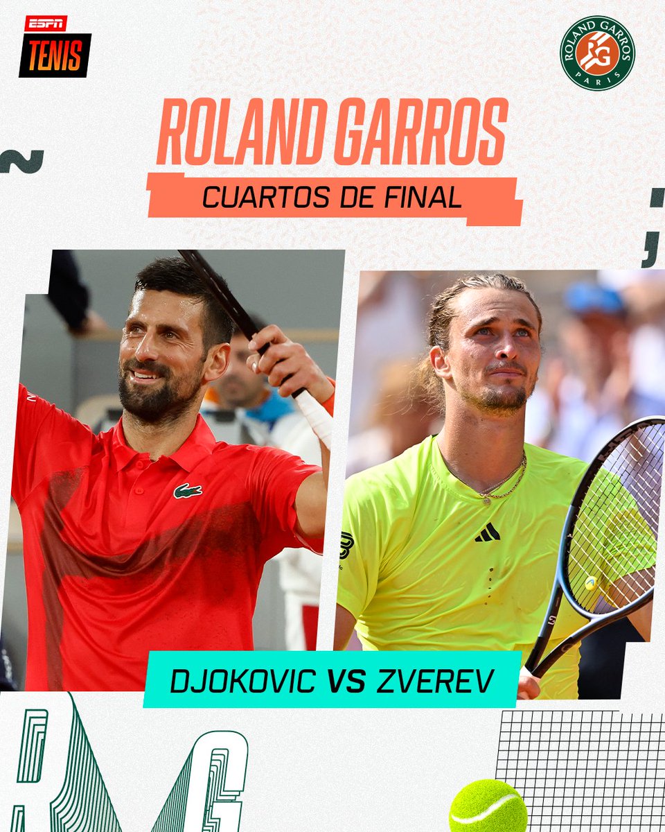 ¡SERÁ ESPECTACULAR! 🍿

🇷🇸 Djokovic y 🇩🇪 Zverev tendrán una cita en cuartos de final de #RolandGarros.