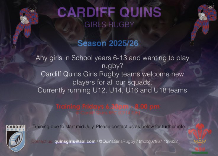 Wales and England initial World Cup training squads announced. Congrats to all selected…a busy summer of hard work ahead. 

Especially pleased for those (8) past Cardiff Quins girls getting some well-deserved recognition. (1/2)…..