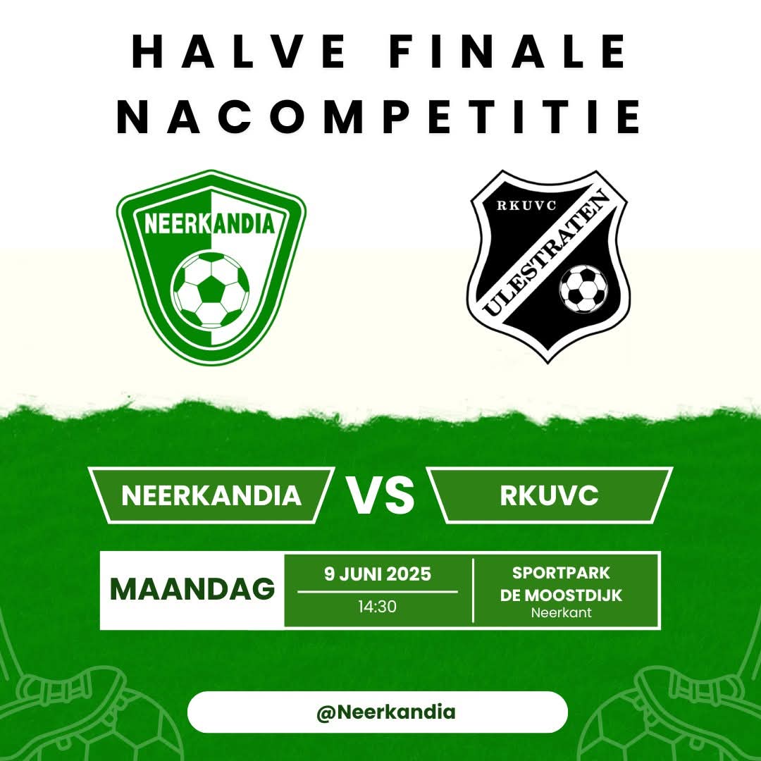 Neerkandia's tweet photo. Maandag 9 Juni 14:30 Neerkandia 1 - RKUVC 1

Neerkandia 1 zal op maandag 9 juni de halve finale van de nacompetitie spelen tegen RKUVC uit Ulestraten. Op Sportpark de Moostdijk wordt deze halve finale gespeeld om 14:30 https://t.co/e8lh4g584f