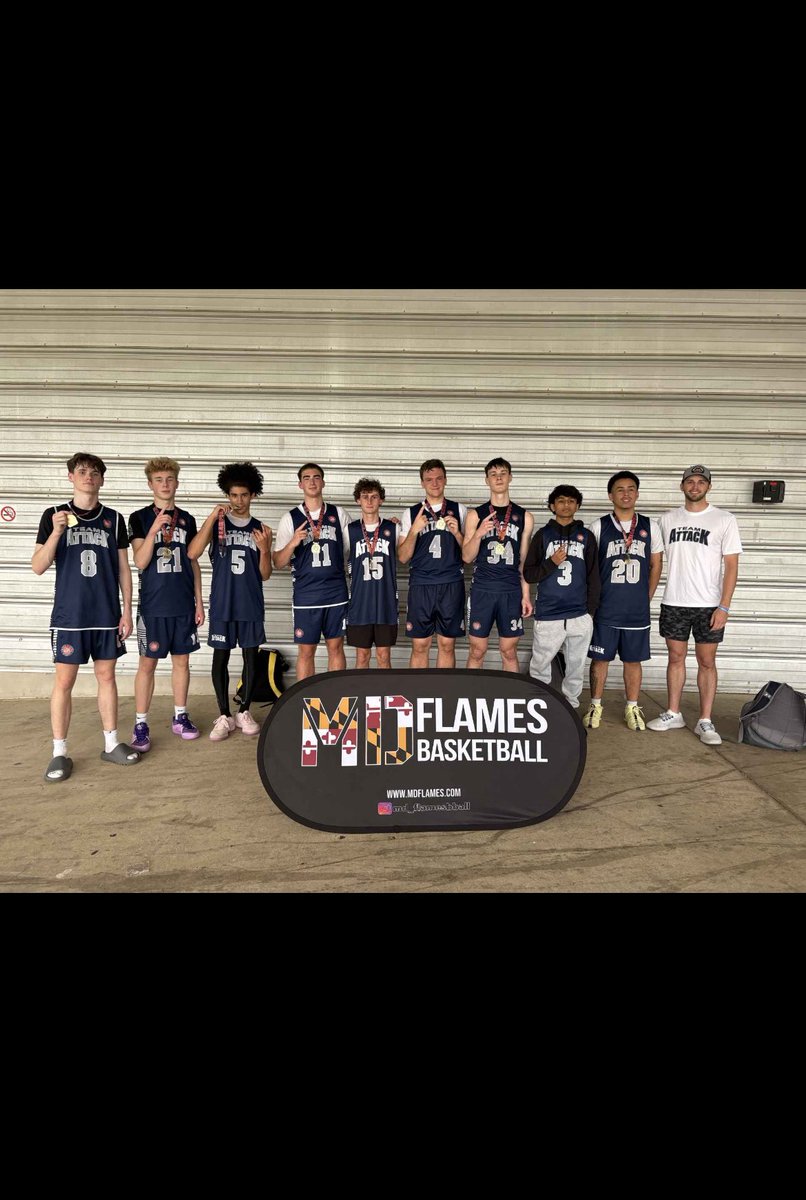 LBAAttack's tweet photo. Team Attack Blue 2026 puts on a dunk show 🎥 and goes undefeated 4-0 to win the @md_flamesbball Gettin’ Hot Championship‼️

@PrepHoops @MarylandFlames @novahoopsCom 

#fundamentallysound #gameready #basketballsmart https://t.co/bWH0MdxvHe