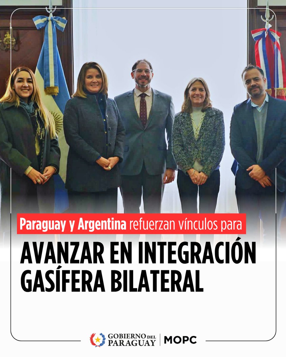 ✅️ Paraguay y Argentina refuerzan la integración gasífera

Delegaciones de ambos países se reunieron para avanzar en proyectos que impulsen el transporte y distribución de gas natural, con la mirada hacia la seguridad energética regional.

👉 mopc.gov.py/?p=13573